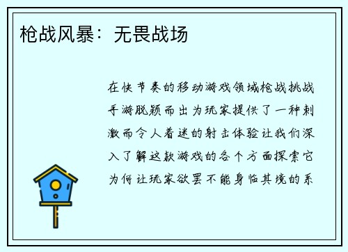 枪战风暴：无畏战场